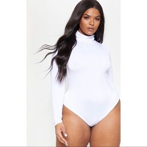 White Roll Neck Long Sleeve Bodysuit